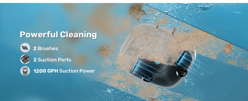 Cordless Robotic Pool Cleaner, 90 Min Runtime Pool Vacuum, Self-Parking, 7.5 lbs Lightweight, Ideal for Above Ground Pools up to 860 sq.ft