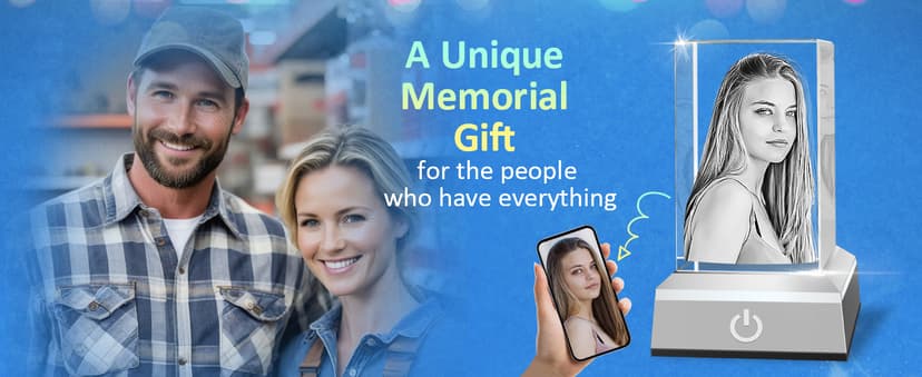 Personalized 3D Crystal Photo, Picture Cube Idea Gift With Your Own Photo, Customized Christmas, Birthday, Wedding Memorial, Mother's Day, Couples Gift for Women, Wife, Husband, Men - Small Portrait
