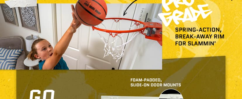 SKLZ Pro Mini Indoor Basketball Hoop - Over The Door – Portable - Great For Home, Dorms, Offices, and Gifts