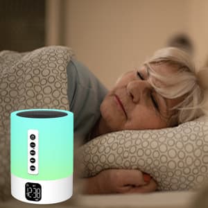 Alarm Clock Bluetooth Speaker, Night Light White Noise Machine Touch Bedside Lamp with Alarm Clock for Kids Multi-Color Changing Night Light Xmas Gifts for Teenage Girls Boys Women Teen Girl Gifts