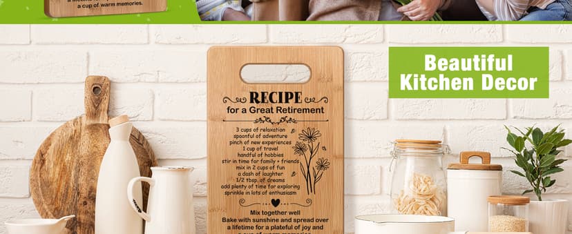 Retirement Gifts for Women 2025, Retired Cutting Board Gifts, Coworker Leaving Gifts for Women, Going Away Gifts for Coworker Boss Lady Leader Colleague Friends-Recipe for a Great Retirement