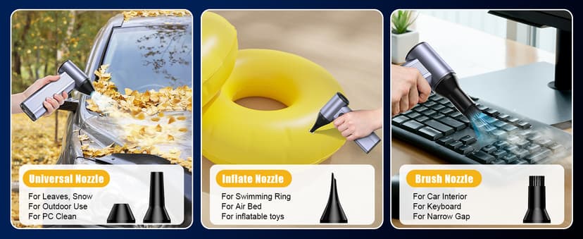 Compressed Air Duster with150,000RPM Brushless Motor, 8000mAh Battery, LED Light, 4-Gear Adjustable Electric Air Blower for Home, Car, Computer, Outdoor