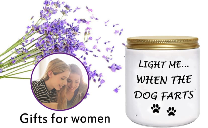 BFJLIFE Funny Gifts for Women Unique Dog Mom Dog Lovers Christmas Birthday Gifts for Her Sister Best Friend Girlfriend Wife Stocking Stuffers Light Me When Farts Lavender Scented Soy Candles