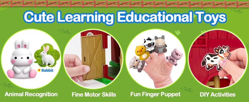 Aigybobo Farm Animals Big Barn Toys for 1 2 3 Year Old, Toddler Montessori Learning Toy, Farm Playset with Animal Figures and DIY Stickers, Christmas Birthday Gift for Baby Boys Girls Age 12-18 Months