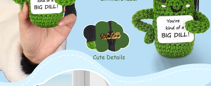 Primo Lines 2025 Graduation Gift - Handmade Crochet Emotional Support Pickle Doll with Cap, 4.73" Cute Knitted Potato Plushie, Unique Keepsake for Graduates, Friends & Anxiety Relief