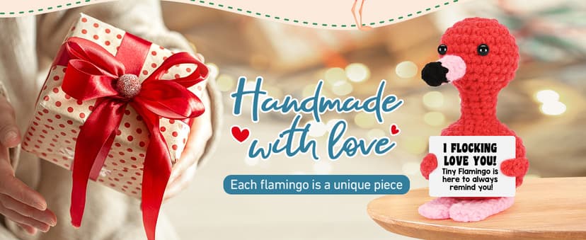 Funny Gifts for Her Girlfriend Christmas Valentines Day Anniversary Women Birthday Gifts Wife Stocking Stuffers, I Love You Flamingo Romantic Gift for Couple, Handmade Crochet Flamingo Lover Present