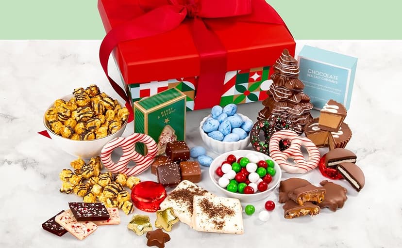 A Gift Inside Christmas Holiday Chocolate Bliss Handmade Assortment Gift Basket