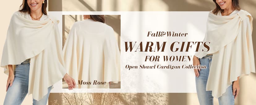 Moss Rose Women's Shawl Wrap Poncho Ruana Cape Open Front Cardigan Shawls for Fall Winter