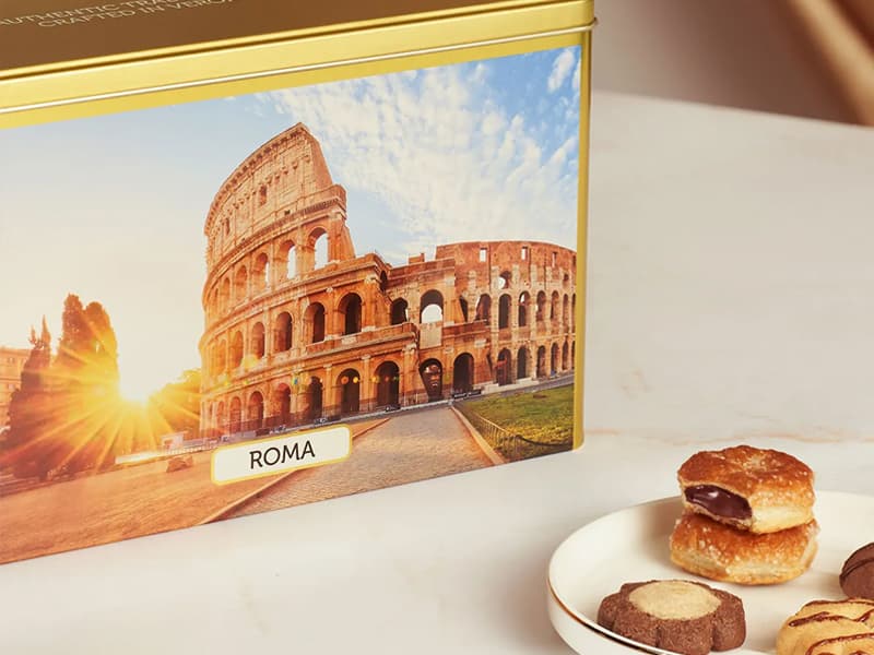 Matilde Vicenzi Roma Cookie Gift Tin - Italian Pastries & Cookies in Individually Wrapped Trays - Bakery Dessert Gifts For Birthdays, Thank You, Get Well and Every Special Occassion - Puff Pastry, Assorted Cookies in Italian Design Gift Tin 32.5oz (920g)