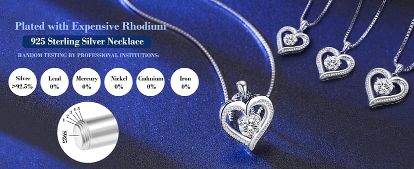 Moissanite Heart Necklaces for Women, 1-3 Carat Moissanite 925 Sterling Silver Necklace, Anniversary Present for Women, Birthday Gifts for Wife, Jewelry Gifts for Christmas, Valentine's Day
