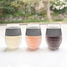 Host Wine Freeze Cup Set of 2 - Plastic Double Wall Insulated Wine Cooling Freezable Drink Vacuum Cup with Freezing Gel, Wine Glasses for Red and White Wine, 8.5 oz Coral