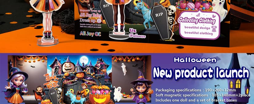 Halloween Magnetic Dress Up Dolls for Kids, Spooky Witch & Pumpkin Fairy Costume Dress Up Set with 3D Haunted House Scene, Travel Activity Toy Gift for Toddler Girls & Boys Ages 3 4 5 6 7