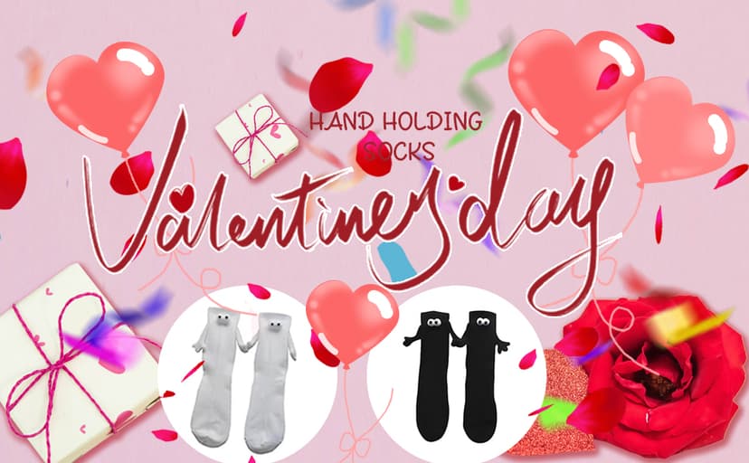 2 Pairs Magnetic Holding Hands Socks - Funny Gifts for Women & Men, Teens, Couples, Friends