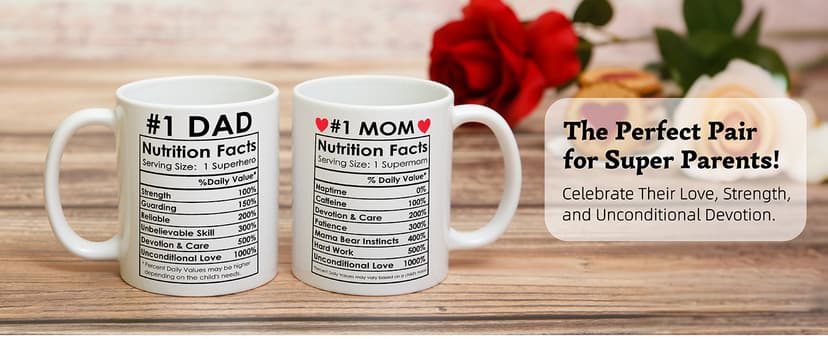 Breezy Valley Best Mom Dad Gift Set, Mom and Dad Coffee Mugs, Christmas Gifts for Parents Birthday Gifts from daughter Son, Anniversary Present for Parents