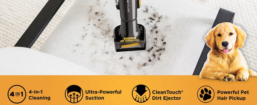 Shark UltraCyclone Pet Pro Plus Cordless Hand Vacuum, Powerful Suction, Handheld Vacuum for Car & Home, Pet Power Brush, Crevice Tool, Scrubbing Brush, XL Dust Cup, Black, CH951