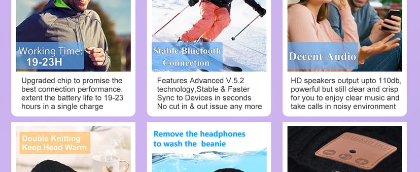 Bluetooth Beanie,Wireless Beanie Headphones Hat Unique Christmas Tech Gifts for Men Women Teen Boys Girls Stocking Stuffers