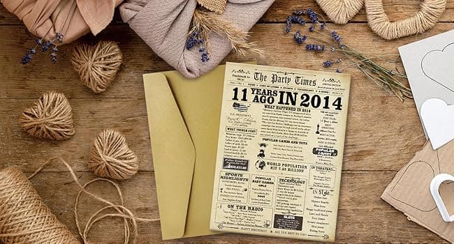 Big 11th Vintage Birthday Gifts for Girls Boys, Sweet 11th Birthday Decorations for Daughter Son Her Him,Humour Bday Card for 11 Year Old Granddaughter Grandson