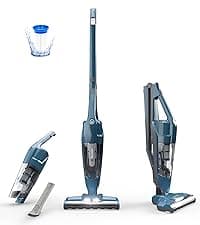 Vacmaster Portable 10.8V 2-in-1 Cordless Stick Lightweight Vacuum Cleaner with 2-Speed Power Control and LED Headlight for Hardwood Floor, Carpet & Pet Hair, Blue