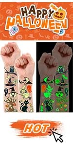 Partywind 250 Styles Glow Halloween Party Supplies, Luminous Halloween Temporary Tattoos for Kids Birthday Party Decorations Favors, Halloween Goodie Bag Fillers (24 Sheets)