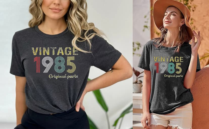 40th Birthday Gift for Women Vintage 1985 Shirt Letter Print Retro Party Tops Casual Short Sleeve Tee