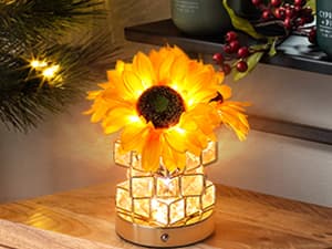 Sunflowers Flower Lamp,Rechargeable Cordless Touch Table Lamp,3-Colour Infinitely Dimming Small Night Light,Festival Restaurant Bedroom Bar Coffee Shop Birthday Gifts for Women Mom