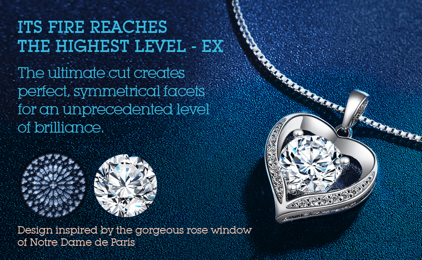 Heart Pendant Necklace Gifts for Wife, Engraved 'I LOVE YOU' Gift for Wife, 1-3 Carat Moissanite Necklace, Anniversary Eternity Jewelry Present for Wife, Birthday Gifts for Women