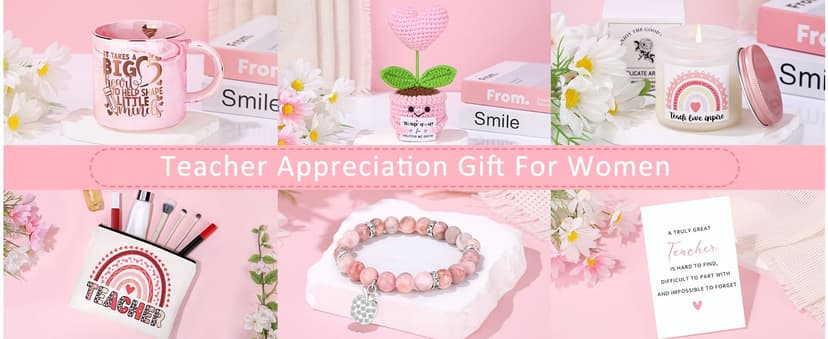 Teacher Appreciation Gifts for Women 7 Pcs, Back to School End of Year Thank You Gifts for Teachers Basket for Graduation, Retirement, Birthday, Christmas