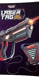 Squad Hero Rechargeable Laser Tag for Kids, Teens & Adults - Boys Gifts - Blasters & Vest Sensors - Fun Ideas Age 8+ Year Old Toys - 4 Set - Lazer Teen Boy Game Boys & Girls Outdoor Teenage Activities