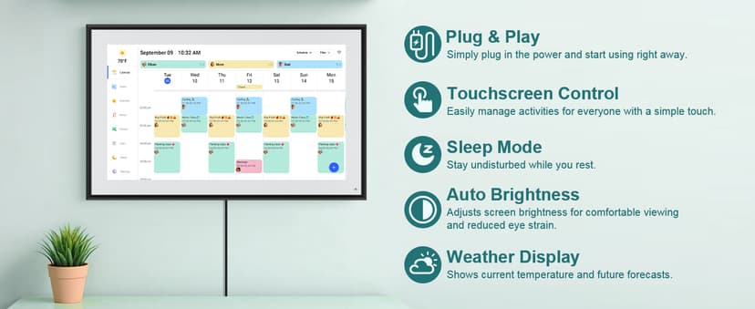 Canupdog 15.6 Inch Digital Calendar Wall Planner 2025-2026 – HD Touchscreen Smart Photo Display for Family Schedules, 32GB Electronic Calendar Chore Chart + To-do List, Christmas Gifts for Women Mom