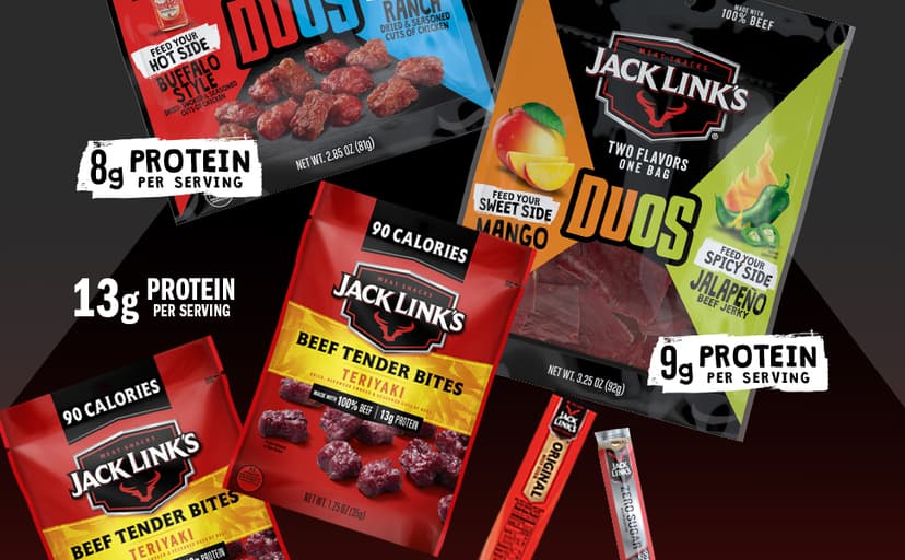 Jack Link’s DUOs Gift Box – Includes Beef Jerky, Chicken & Tender Bites, & Sticks, Great Protein Gifts for Dad, Men or Meat Lovers, Ideal for Holidays & More – 11-Piece Beast Snack Variety Pack