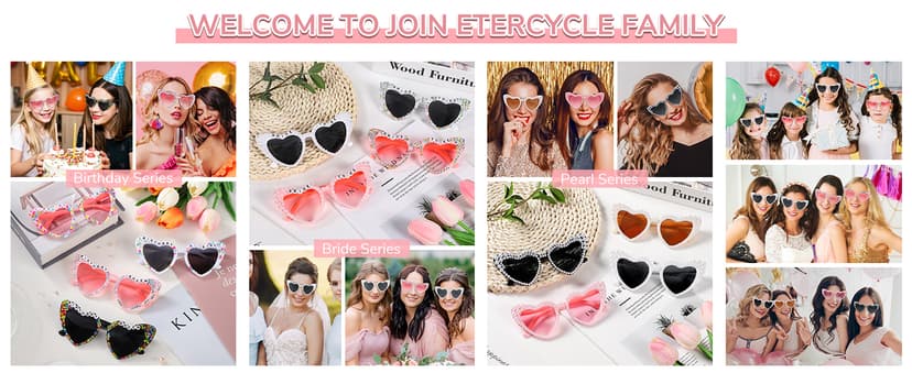 Etercycle Heart Sunglasses, Bride to Be Gifts Bachelorette Party Bride Sunglasses, Cute Glasses for Women Bachelorette Party