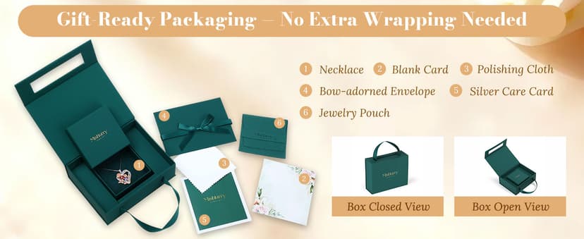 I Love You Birthstone Necklace, 925 Sterling Silver Heart Pendant with CZ Diamond Stones, Birthday Gifts for Women, Romantic Gift for Wife, Girlfriend, Her, Anniversary, Valentine's Day, Christmas