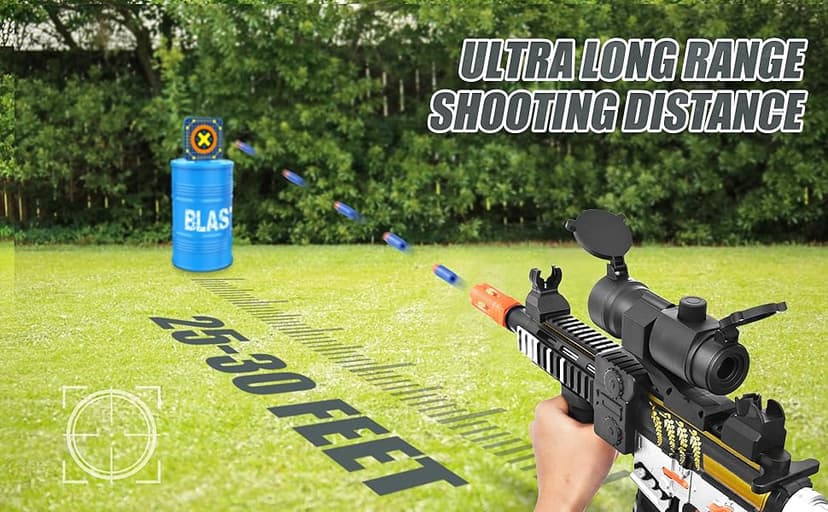 Realistic Toy Foam Blaster Gun - Electric Sniper Rifle with Scope 120 Soft Bullets 3 Magazines, Automatic Dart Gun for Boy Ages 8-12 Years Old, Indoor Outdoor Gifts for Adult Kid Christmas Birthday