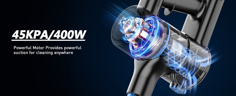 Cordless Vacuum Cleaner, 8 in 1 Powerful Suction Lightweight Vacuum Cleaner for Home, LED Display, 3 Suction Modes, 45Mins Detachable Battery Vacuum for Hard Floor Carpet Pet Hair