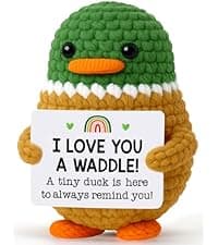 MBL Anniversary for Men Women Her - Funny Small Cute Crochet Duck Gifts for Women Men Wife Husband Girlfriend Boyfriend Fiance Couple Lover Him Birthday Wedding Christmas Stocking Stuffers Present