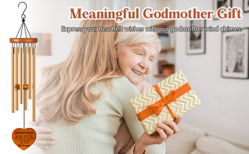 Godmother Gifts from Godchild, Godmom Wind Chimes, Christmas, Birthday, Proposal, Retirement Gift for Godmother from Goddaughter Godson