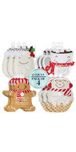 SpaLife Holiday Treats Facial Masks 12-Pack Assorted - Festive Christmas Skincare for Hydration and Refreshment - Gingerbread, Sundae, Cocoa & Eggnog