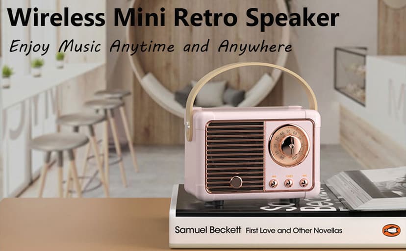 Retro Bluetooth Speaker, Portable Wireless Speaker with Crystal Clear Stereo Sound Rich Bass, Best Birthday Gifts Ideas for Women Teenage (Pink)