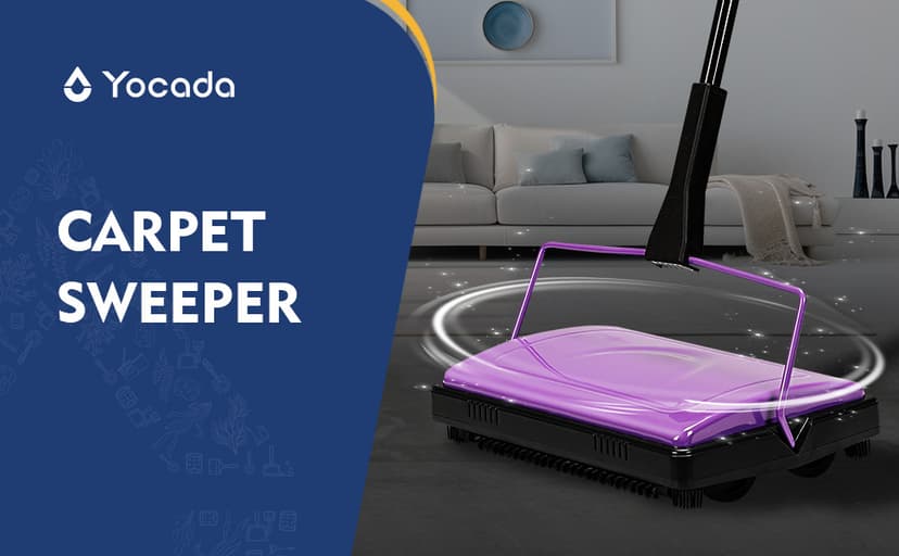 Yocada Carpet Sweeper Cleaner for Home Office Low&Undercoat Carpets Rugs Pet Hair Dust Scraps Paper Small Rubbish Cleaning with a Brush