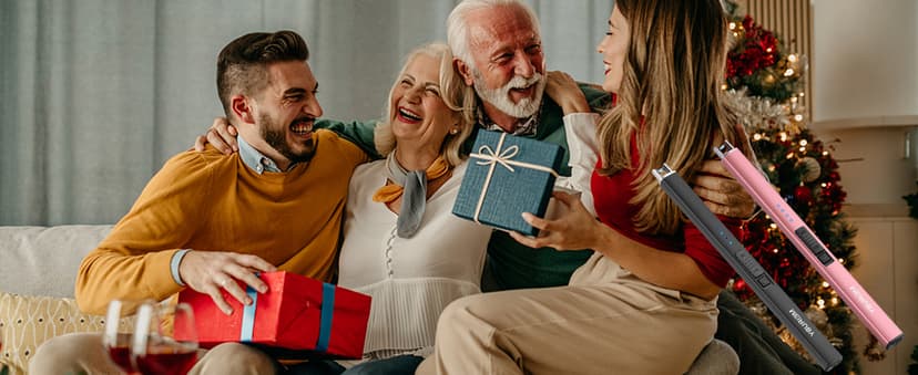 MEIRUBY Electric Candle Lighter, Christmas Stocking Stuffers Gifts for Women Mom Men Wife Sister, USB Arc Rechargeable Windproof Long Lighter for Candle BBQ Housewarming Birthday Gifts Idals