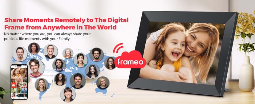 Frameo 10.1 Inch WiFi Digital Picture Frame with 1280 * 800P IPS Touch Screen HD Disply,Video Clips and Slide Show,Auto-Rotate, Wall Mountable,Send Photos Instantly from Anywhere with via Frameo APP