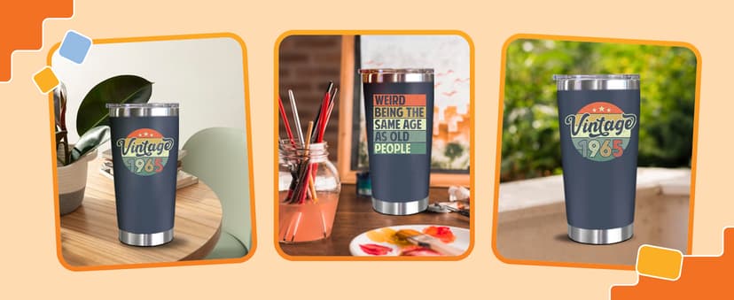 NewEleven 60th Birthday Gifts For Men Women - 1965 60th Birthday Decorations For Him Her - Turning 60 Year Old Gifts For Man, Woman, Mom, Dad, Wife, Husband - 20 Oz Tumbler