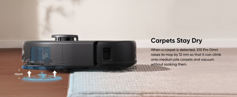 eufy X10 Pro Omni Robot Vacuum and Mop Combo, Incredible Suction, Dual Mops with 12 mm Auto-Lift and Carpet Detection, AI Obstacle Avoidance, Auto Mop Washing&Drying, Self-Emptying, Self-Refilling