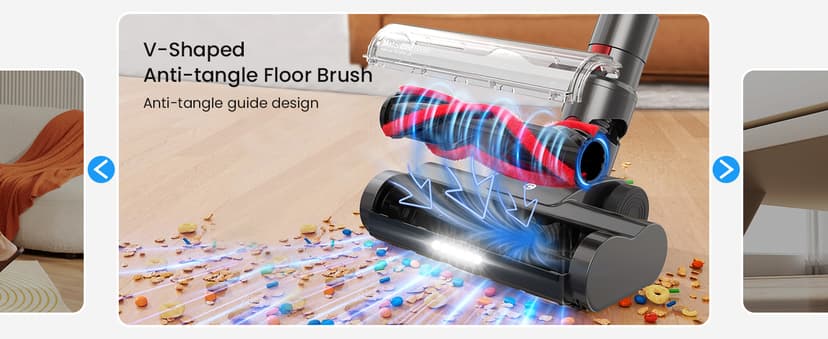 Cordless Vacuum Cleaner, Stick Vacuum with Powerful Suction, 45Mins Runtime Vacuum Cleaners for Home, Anti-tangle and 1.5L Dust Cup, 6 in 1 Lightweight Vacuum for Hardwood Floor Carpet Pet Hair