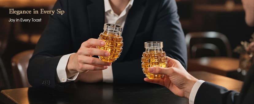 Kollea Whiskey Decanter Set with Grenade-Shaped Shot Glasses, Anniversary Birthday Gifts for Men Who Have Everything, Whiskey Gifts for Father, Husband, Boyfriend & Military Enthusiasts, Christmas