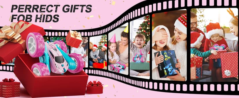 RC Cars, Pink Remote Control Car for Girls, 2.4 GHZ Double Sided RC Stunt Car 360° Rotating Remote Control Crawler with Headlights Car Toys for 6 7 8 9 10 11 12 Girls Birthday Gift Grandkids