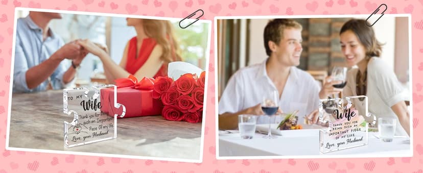 LukieJac Gifts for Wife - Romantic Gifts for Her Acrylic Puzzle Piece Plaque for Wife Birthday, Wedding Anniversary, Valentines Day, Mothers Day Presents Home Desk Decor - 4.7 x 3.9 Inch