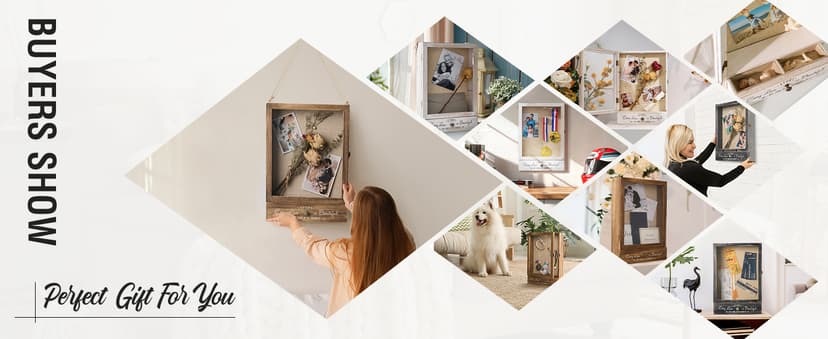 AW BRIDAL 11X16 Large Shadow Box Picture Frames Deep Shadow Boxes Display Cases with Removable Shelves and Drawers, Brown Wooden Memory Boxes for Keepsakes with Slot Christmas Decorations Gifts