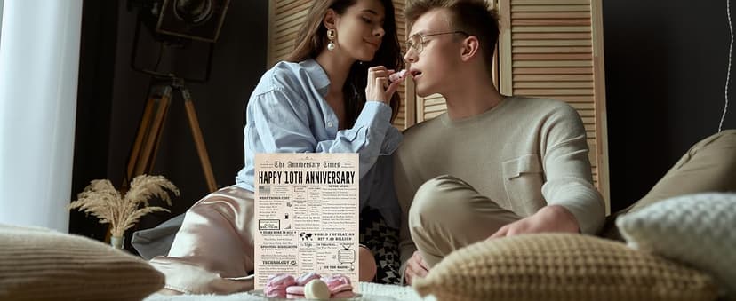 Big 10th Anniversary Card for Him Her, Retro 10 Year Anniversary Card Gift for Couple, Sweet 10 Wedding Anniversary Cards for Wife Husband, Best Decennial Gifts Idea for Parents