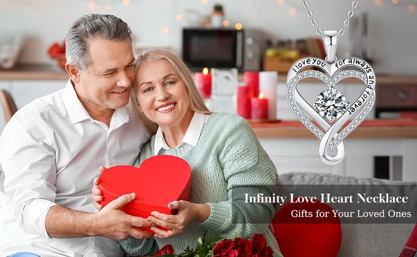 Jewelry for Women Wife Infinity Heart Birthstone I Love You Necklace S925 Anniversary Women Necklaces for Her Wife Birthday Gift Ideas, Birthday Present for Girlfriend Mom Daughter Sterling Silver